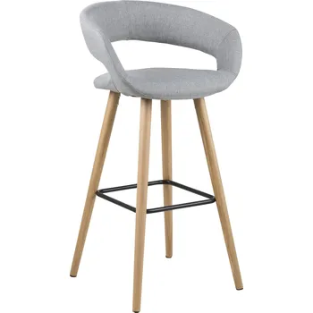 Barová židle Barová židle Grace Actona čalouněná světle šedá 65 cm s područkami k kuchyňskému ostrůvku