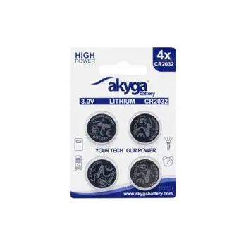 Článková baterie Akyga lithiová baterie CR2032 Li-MnO2, 3V/210mAh, blister 4x