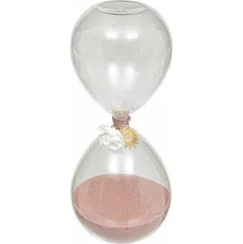 Hodiny Atmosphera Skleněné přesýpací hodiny Flo 20 cm s růžovým pískem