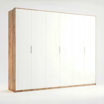 Šatní skříň Šatní skříň Tissa 275 cm moderní bílá lesklá dub craft do ložnice