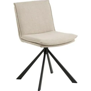 Jídelní židle Otočená jídelní židle Flynn béžová čalouněná moderní na černých nohách