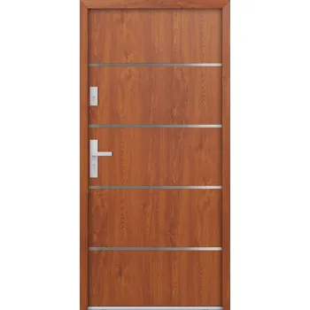 Vchodové dveře Hahn-Türke Vchodové dveře ATU68-M502 Barva: Zlatý dub, Směr otevírání: Pravé, Dovnitř, Celkové rozměry: 900x2000mm