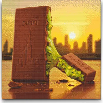 Diamantové malování Diamantové malování - Dubajská čokoláda 1 Velikost: 50x50cm, Rámování: Pouze srolované plátno, Diamanty: Čtvercové