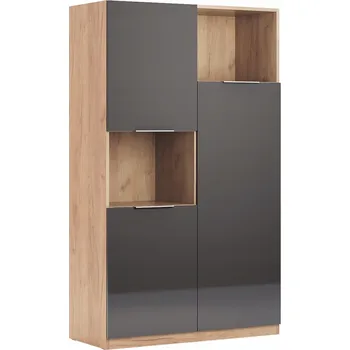 Knihovna Knihovna Lana šedý dub skandinávský do obýváku s dvířky Intesi 160 cm