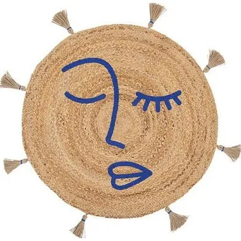 Koberec Kulatý jutový koberec boho Soleya 78 cm s bambulkami do ložnice a dětského pokoje Atmosphera