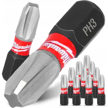 Bit 10x Rázový bit MILWAUKEE PH3 25 mm MAGNETICKÝ ŠROUBOVACÍ BIT Philips