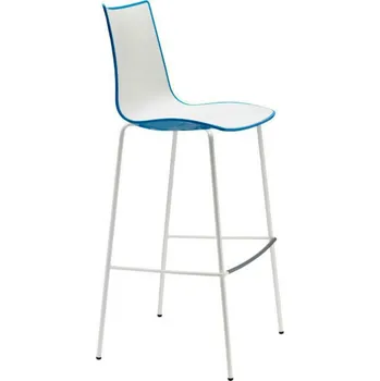 Barová židle Barová židle Zebra 65 cm modrá moderní s opěrkou do kuchyně na chromovaných nohách SCAB Design
