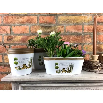 Květináč Jarní plechové dekorační květináče Design: kulatý s ušima malý