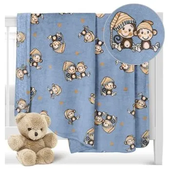 Bytový textil ELLA dětská přikrývka - Opička modrá - 100x150 cm