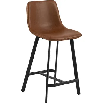 Barová židle Barová židle s opěrkou Oregon Actona industriální hnědá ekokůže 63,5 cm k kuchyňskému ostrůvku