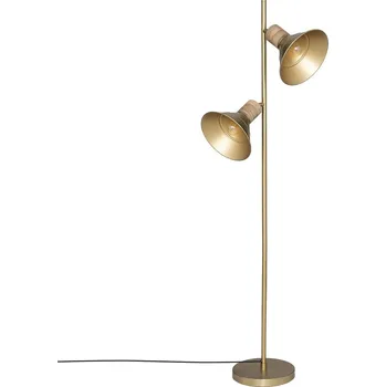 Stojací lampa Stojací lampa do obýváku glamour Bota Atmosphera zlatá, kovová s mangovým dřevem, 151 cm
