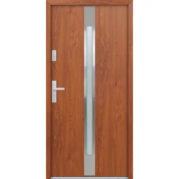 Vchodové dveře Hahn-Türke Vchodové dveře ATU68-M505 Barva: Zlatý dub, Směr otevírání: Pravé, Ven, Celkové rozměry: 900x2070mm