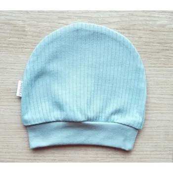 Kojenecká čepice AMÁLKA Bavlněná žebrovaná čepička, ledově zelená Velikost: 62-68