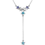 JK Zlatý náhrdelník s přírodními tanzanity, topazy a diamanty Diamant 14 kt ZRKV022B-45-1001