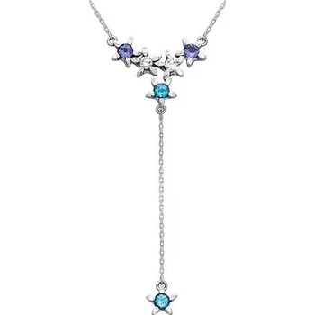 Náhrdelník JK Zlatý náhrdelník s přírodními tanzanity, topazy a diamanty Diamant 14 kt ZRKV022B-45-1001