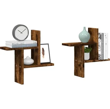 police vidaXL Nástěnné police 2 ks 38 x 12 x 38 cm kompozitní dřevo [853245] Barva: kouřový dub