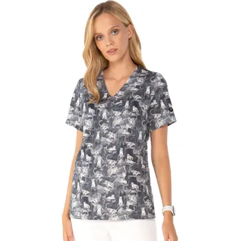 Dámská halenka Louis Lanier Bavlněná halena s antibakteriální úpravou YERRES s potiskem sněžného leoparda Velikost: XXS