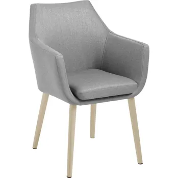 Jídelní židle Čalouněná jídelní židle Nora Actona šedá s područkami na dubových nohách