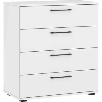 Komoda Bílá komoda Harald se 4 zásuvkami moderní komoda do obýváku a ložnice Intesi 77 cm