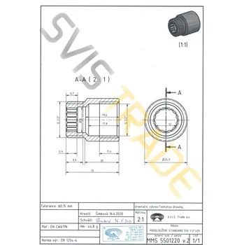 Fitinka Mosazné prodloužení 1/2" x 20 mm SVIS (SVIS MMS5501220)
