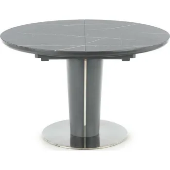 Jídelní stůl Rozkládací kulatý jídelní stůl Cardo Intesi šedý moderní na jedné noze 120–160 cm