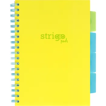 Blok Blok Strigo B5/100l 80g NEON žlutý spirála s rozřaďovačem Strigo