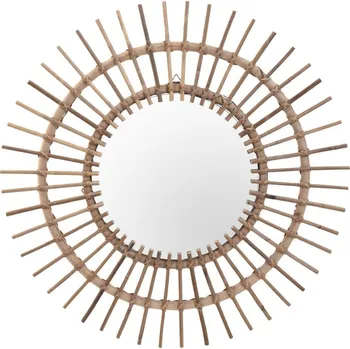Zrcadlo Kulaté závěsné zrcadlo boho Intesi Altea z přírodního ratanu 90 cm do předsíně