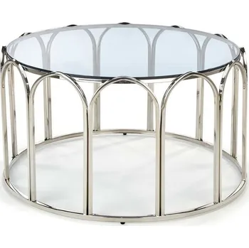 Konferenční stolek Kulatý skleněný konferenční stolek glamour Viola kouřový chrom 81 cm do obýváku Intesi