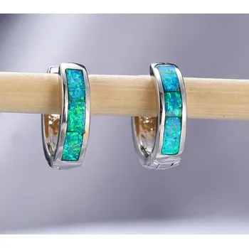 Náušnice Prosperk Stříbrné náušnice kroužky Opál blue S0444