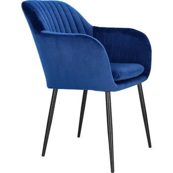 Jídelní židle Jídelní židle s područkami, čalouněná modrým sametem, glamour Emilia Actona