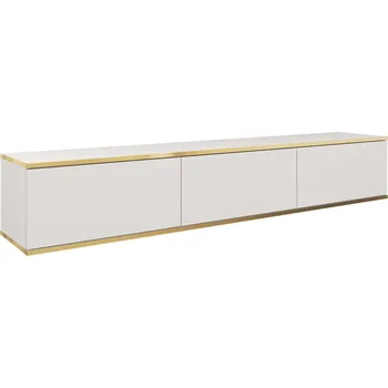 Televizní stolek Závěsná TV skříňka Hollar 175 cm bílá moderní do obýváku s policemi Intesi