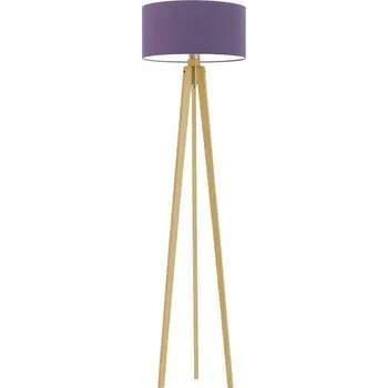 Stojací lampa Stojací lampa do obýváku glamour Miami fialový stínidlo dubový trojnoh personalizovaná