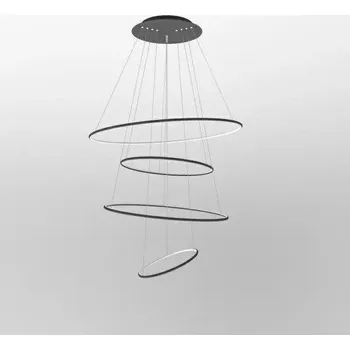 Moderní závěsné LED svítidlo Ledové Kruhy 100 cm černé do obýváku s nastavitelnou výškou