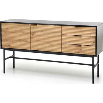 Komoda Komoda Nihala 160 cm dub artisan černá moderní se zásuvkami na nožičkách do obývacího pokoje