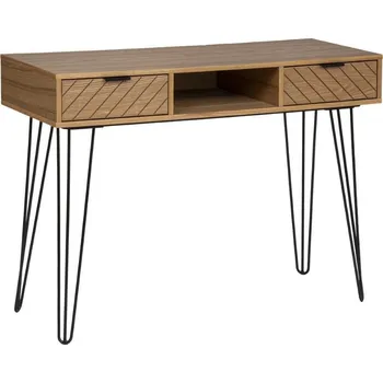 Konzolový stolek Industriální konzole Naomi se zásuvkami a policí do předsíně nebo ložnice, čelní deska vzor rybí kost