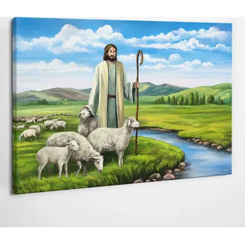 Obraz Dekorace na plátně Pán Ježíš Dobrý pastýř Ovce