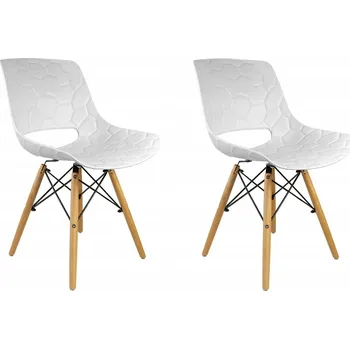 Jídelní židle Sada 2 bílých skandinávských jídelních židlí s dřevěnými nohami Tortuga