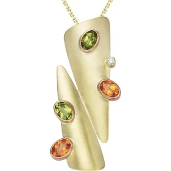 Přívěsek JK Zlatý přívěsek s přírodními peridoty, mandaríny a diamantem Peridot 14 kt 0,06 ct (2,50 mm) ZZTV013I-99-1001