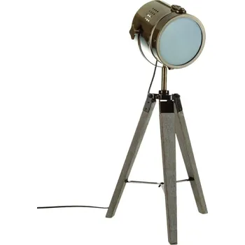 Stojací lampa Noční lampička do ložnice Atmosphera Ebor retro měděná 68 cm s kovovo-skleněným stínidlem