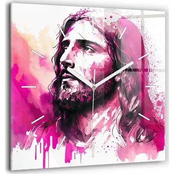 Hodiny Dekorativní nástěnné hodiny s motivem Ježíše Krista - tichý chod, abstraktní design