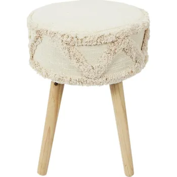 Stolička Dřevěná stolička Boho Bali Intesi čalouněná béžová k toaletnímu stolku a do ložnice 41 cm