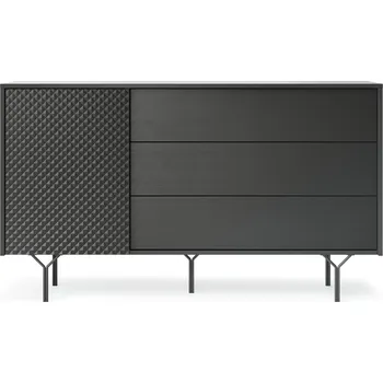 Komoda Černá komoda Navara 144 cm moderní se zásuvkami na nožkách do obýváku a ložnice Intesi