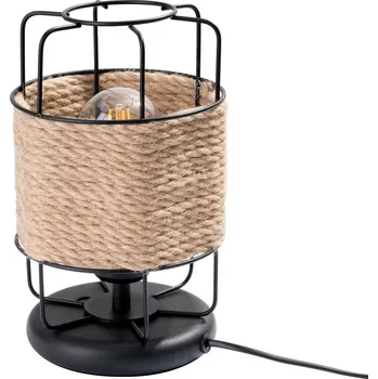 Lampička Černá kovová stolní lampa GIZUR industriální noční lampička do ložnice a kanceláře SOLLUX