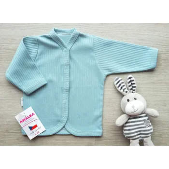 Kojenecká bunda AMÁLKA Bavlněný kojenecký kabátek žebrovaný, ledově zelený Velikost: 56