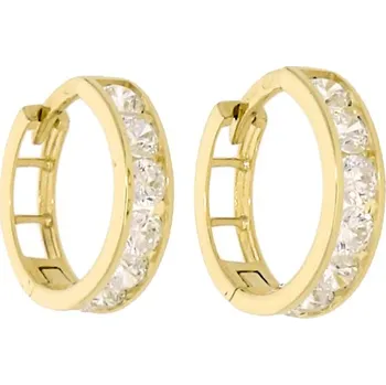Náušnice Goldstore Zlaté kroužky s bílými zirkony Váha: 1.50 g