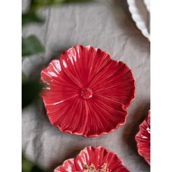 Talíř Keramický servírovací talíř Blomster Red 15 cm