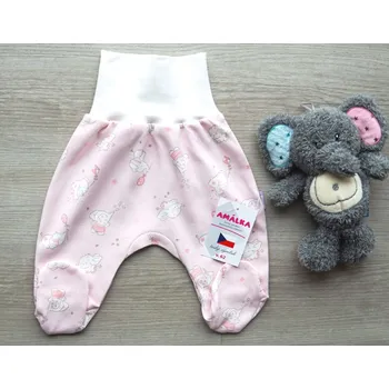 Dupačky AMÁLKA Bavlněné polodupačky sloníci, růžové Velikost: 68