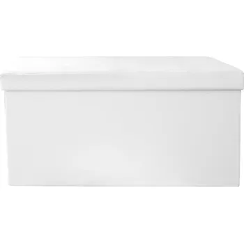 Taburet Taburet s úložným prostorem Intesi Velse bílá ekokůže obdélníkový prošívaný do obýváku a předsíně