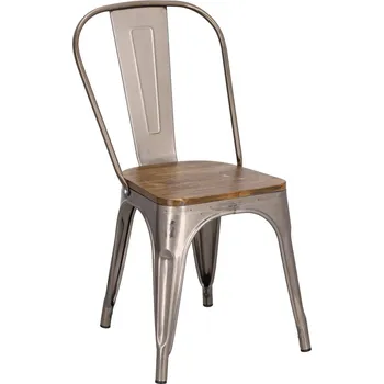 Jídelní židle Jídelní kovová židle Paris Wood D2.DESIGN s dřevěným sedákem v industriálním stylu