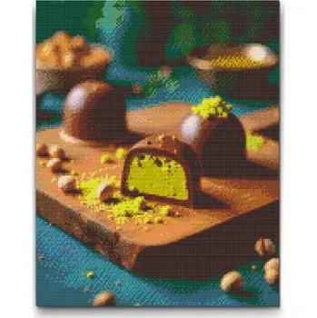 Diamantové malování Diamantové malování - Pralinky z dubajské čokolády Velikost: 30x40cm, Rámování: Pouze srolované plátno, Diamanty: Čtvercové